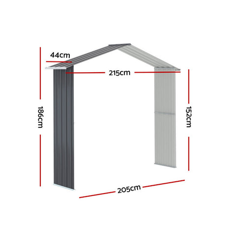 Garden Shed Extension Kit 2.15 x 0.44M Galvanised Steel - Grey