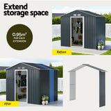 Garden Shed Extension Kit 2.15 x 0.44M Galvanised Steel - Grey