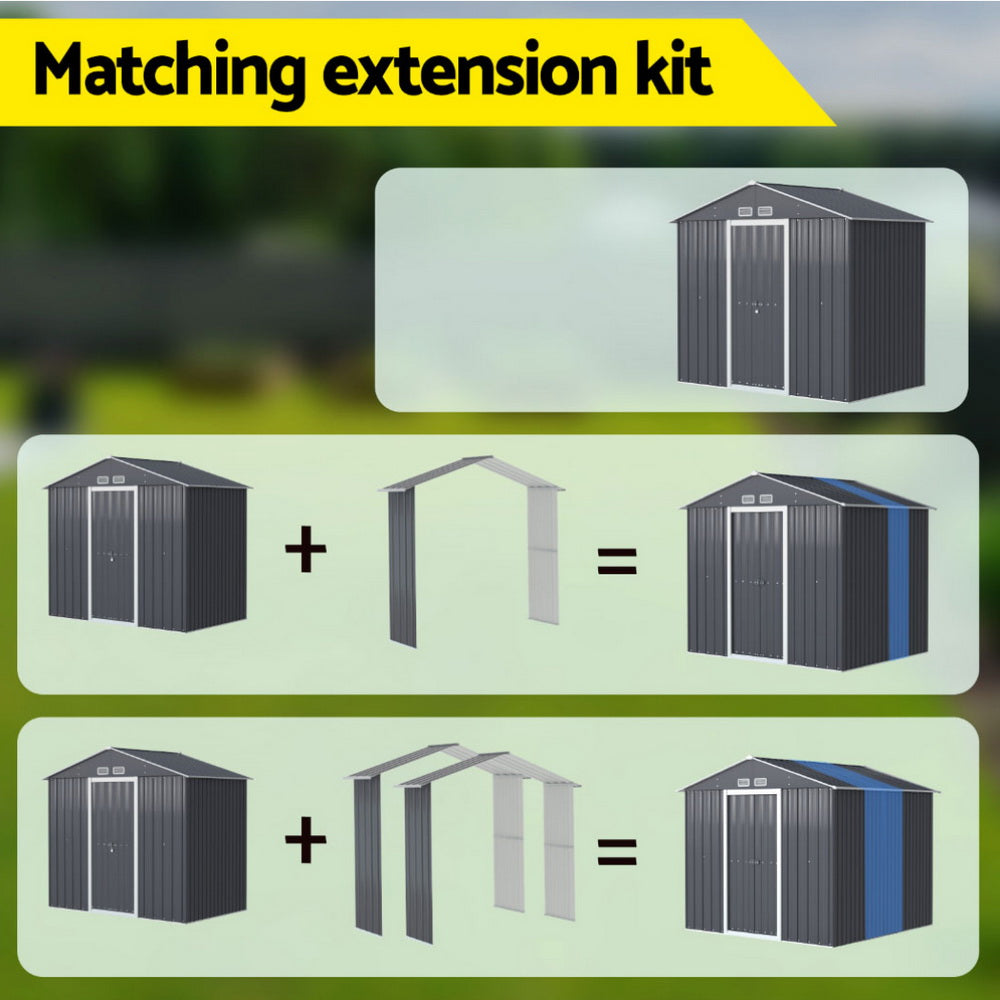 Garden Shed Extension Kit 2.15 x 0.44M Galvanised Steel - Grey