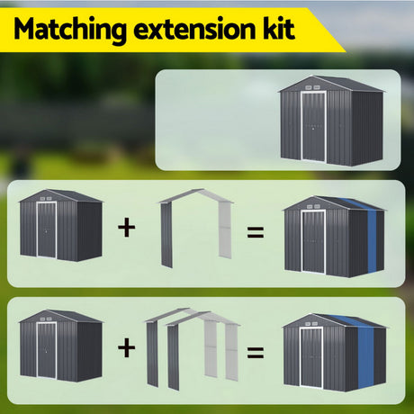 Garden Shed Extension Kit 2.15 x 0.44M Galvanised Steel - Grey