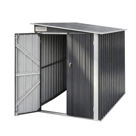 Grey lean-to metal garden shed, 118 x 238cm (view 3)