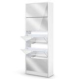 Elegant White Shoe Rack with Mirror