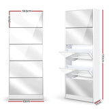 Elegant White Shoe Rack with Mirror