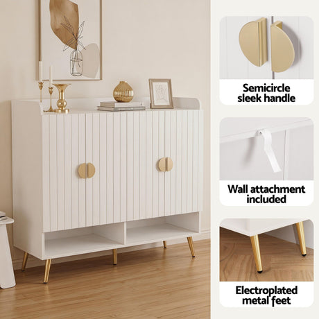 Mininera Shoe Cabinet and Clothes Rack Set, White and Pine
