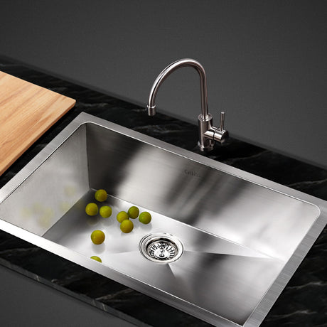 Stainless steel kitchen sink, silver single bowl 45x30cm