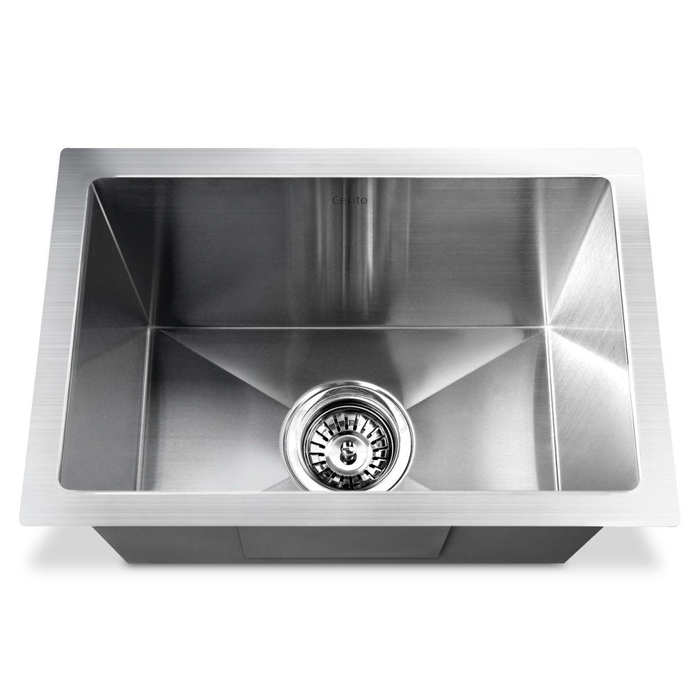 Stainless steel kitchen sink, silver single bowl 45x30cm