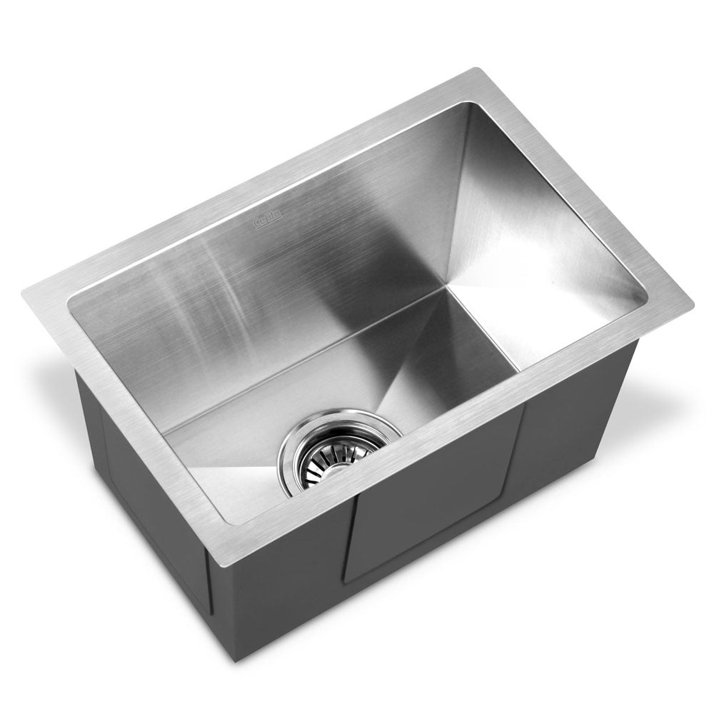 Stainless steel kitchen sink, silver single bowl 45x30cm