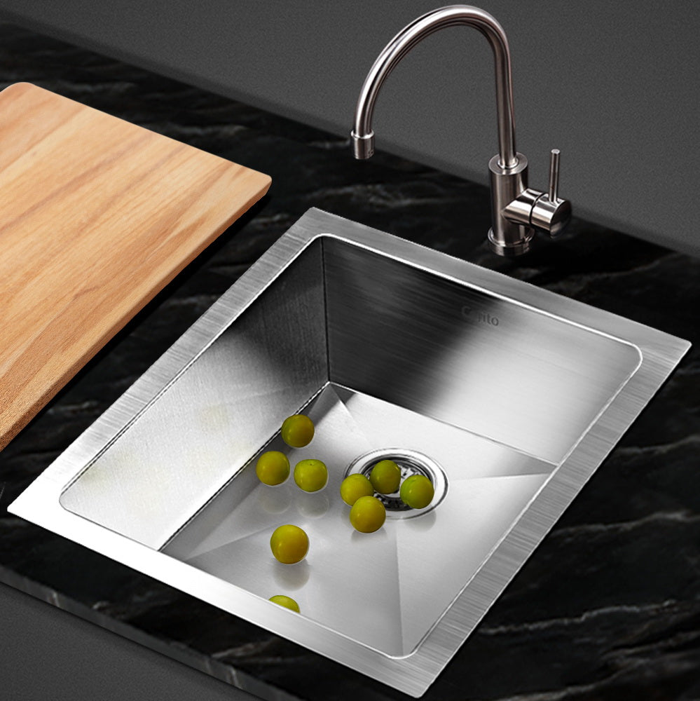 Stainless steel kitchen sink, silver single bowl 45x39cm