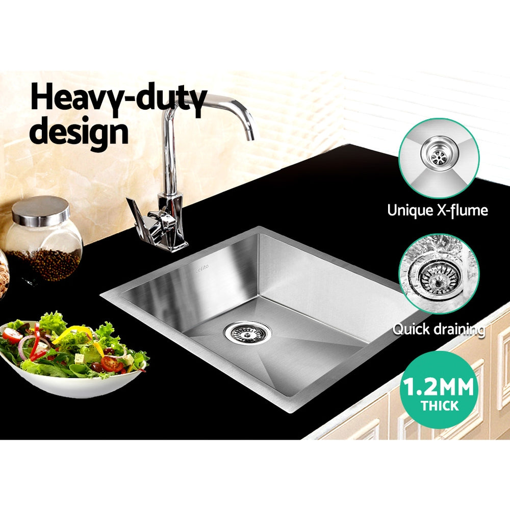 Stainless steel kitchen sink, silver single bowl 45x39cm