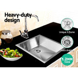 Stainless steel kitchen sink, silver single bowl 45x39cm