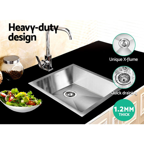 Stainless steel kitchen sink, silver single bowl 45x39cm