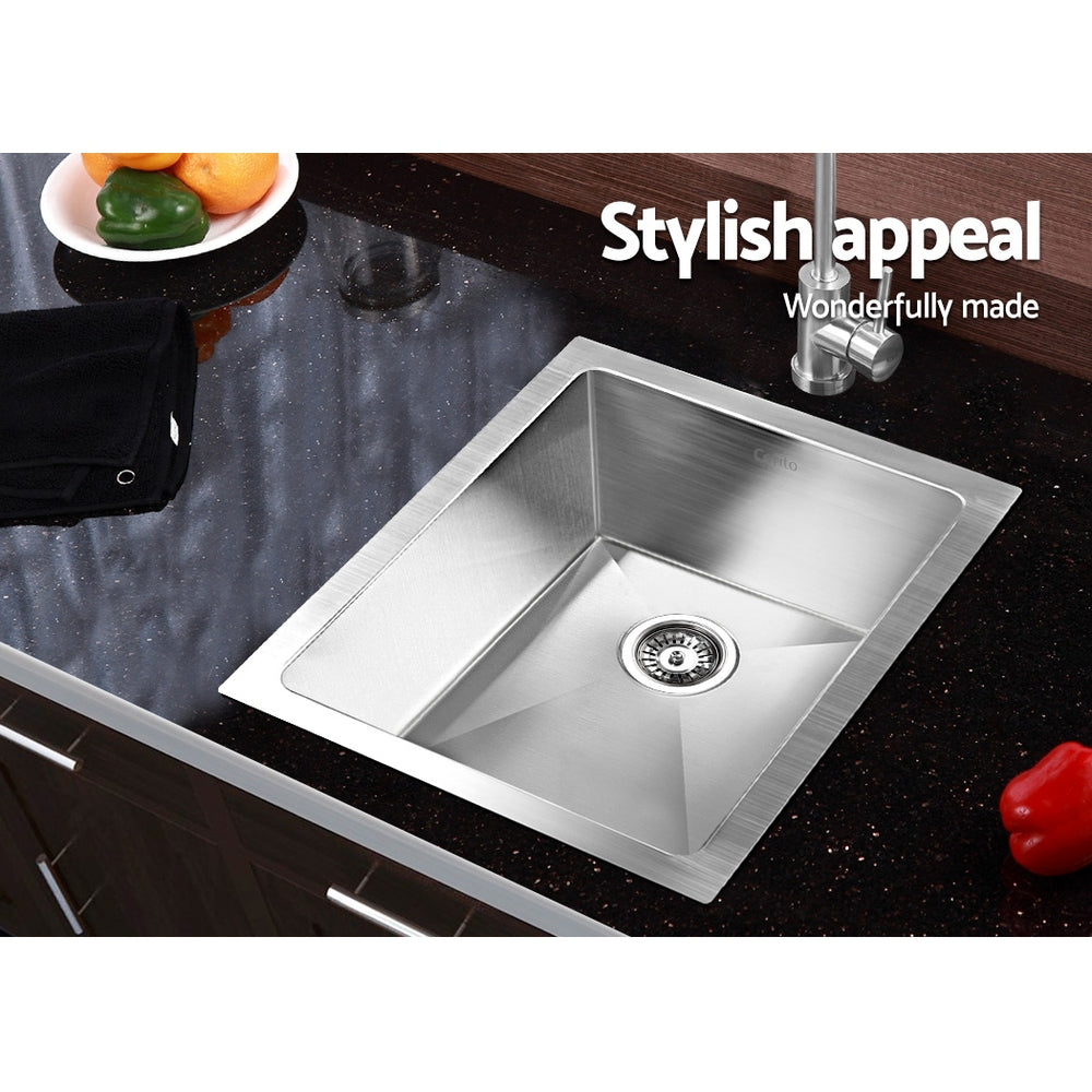 Stainless steel kitchen sink, silver single bowl 45x39cm