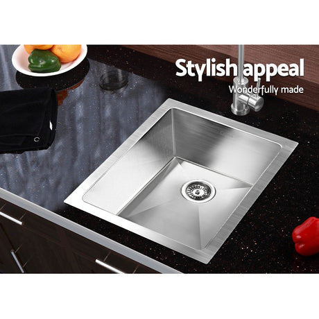 Stainless steel kitchen sink, silver single bowl 45x39cm