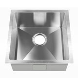 Stainless steel kitchen sink, silver single bowl 44x44cm