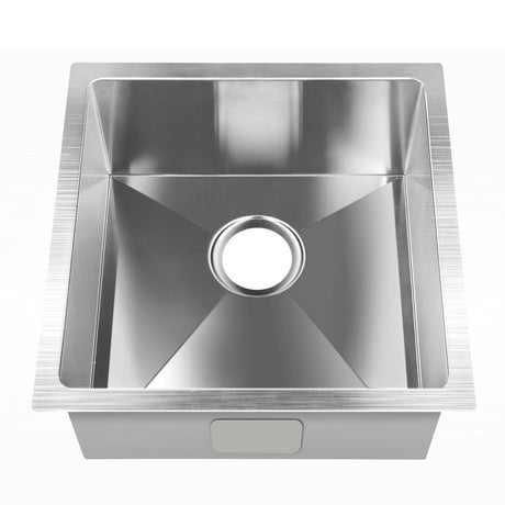 Stainless steel kitchen sink, silver single bowl 44x44cm