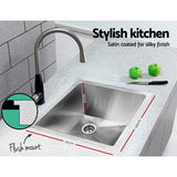 Stainless steel kitchen sink, silver single bowl 44x44cm