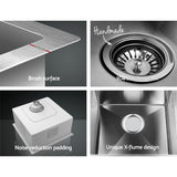 Stainless steel kitchen sink, silver single bowl 44x44cm