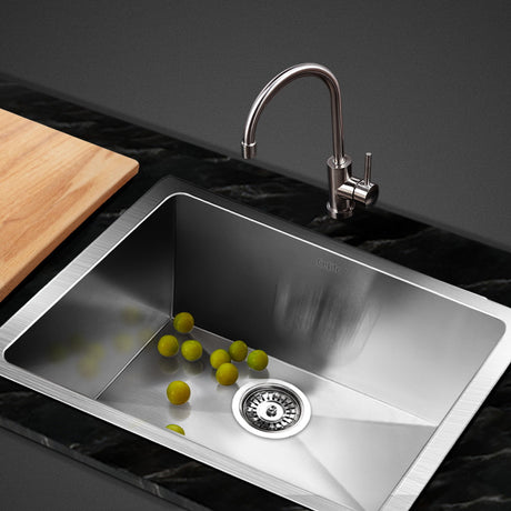 Stainless steel kitchen sink, silver single bowl 51x45cm