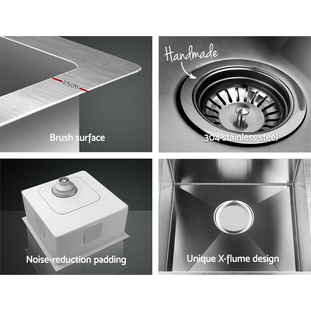 Stainless steel kitchen sink, silver single bowl 51x45cm