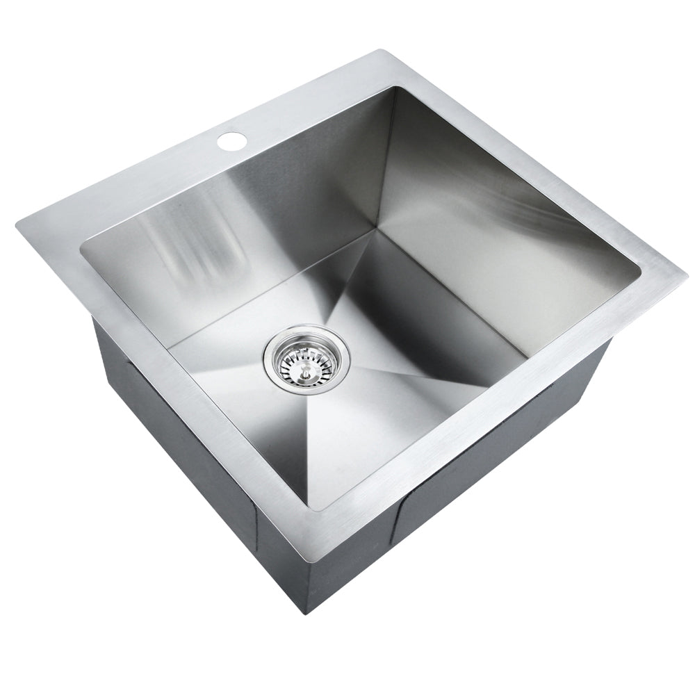 Stainless steel kitchen sink, silver single bowl 53x50cm