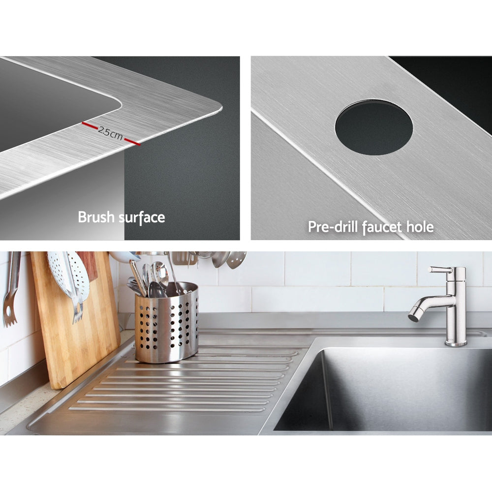 Stainless steel kitchen sink, silver single bowl 53x50cm