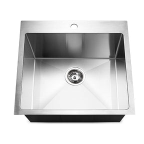 Stainless steel kitchen sink, silver single bowl 53x50cm