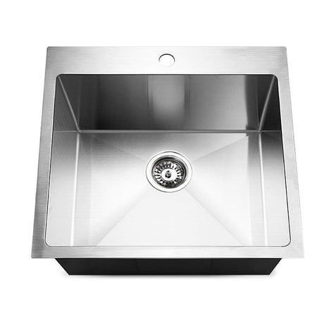 Stainless steel kitchen sink, silver single bowl 53x50cm