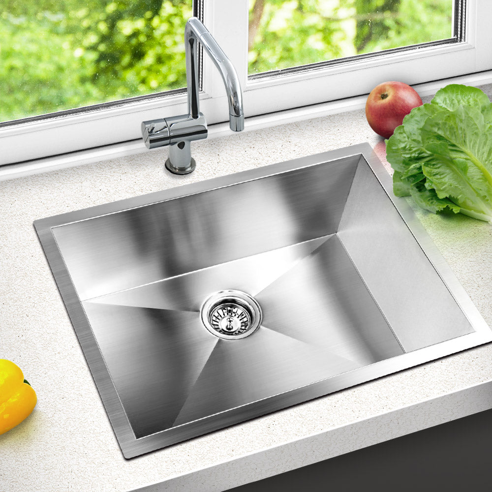 Kitchen sink, stainless steel silver single bowl 60x45cm