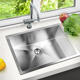 Kitchen sink, stainless steel silver single bowl 60x45cm