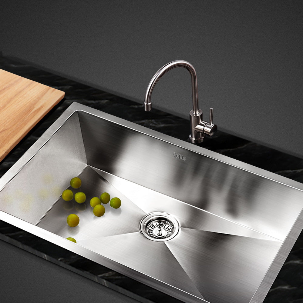 Kitchen sink, stainless steel silver single bowl 70x45cm