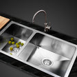 Stainless steel kitchen sink, silver double bowl 71x45cm