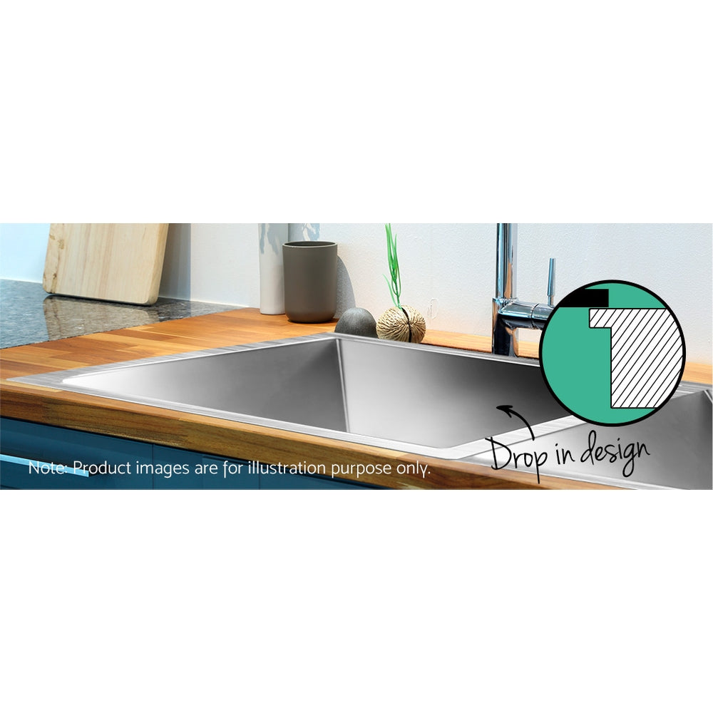 Stainless steel kitchen sink, silver double bowl 71x45cm