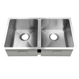 Kitchen sink, stainless steel silver double bowl 77x45cm