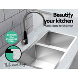 Kitchen sink, stainless steel silver double bowl 77x45cm