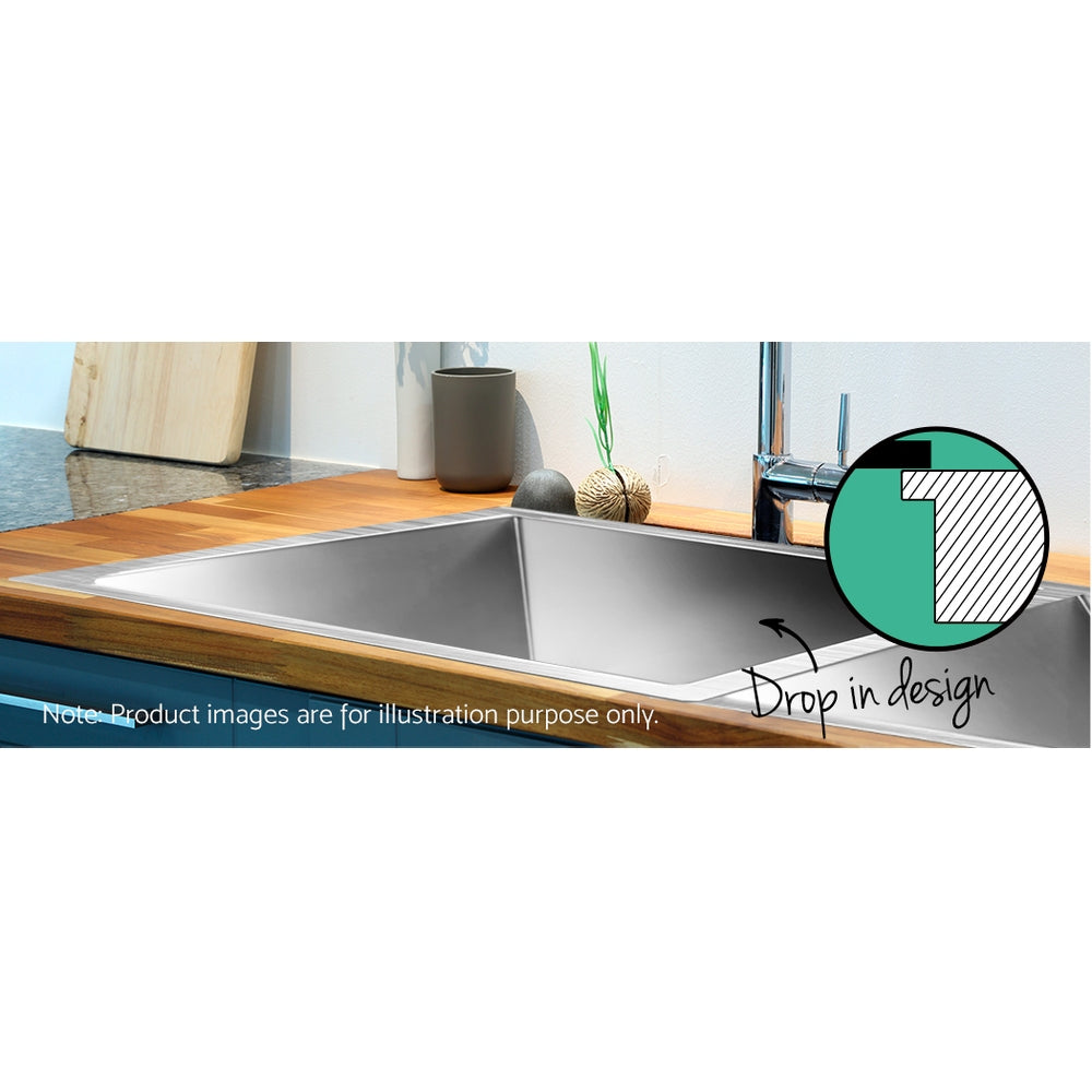 Kitchen sink, stainless steel silver double bowl 77x45cm