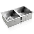 Kitchen sink, stainless steel silver double bowl 77x45cm