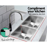 Stainless steel kitchen sink, silver double bowl 86x44cm