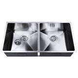 Stainless steel kitchen sink, silver double bowl 86x44cm