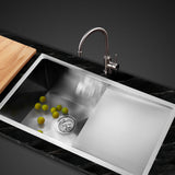 Stainless steel kitchen sink, silver single bowl 87x45cm
