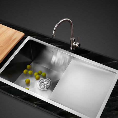 Stainless steel kitchen sink, silver single bowl 87x45cm