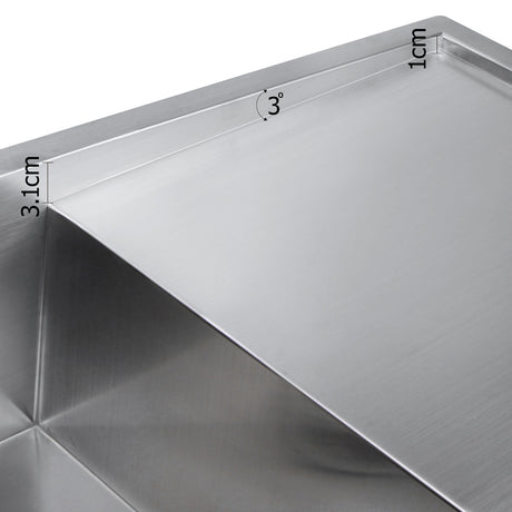 Stainless steel kitchen sink, silver single bowl 87x45cm