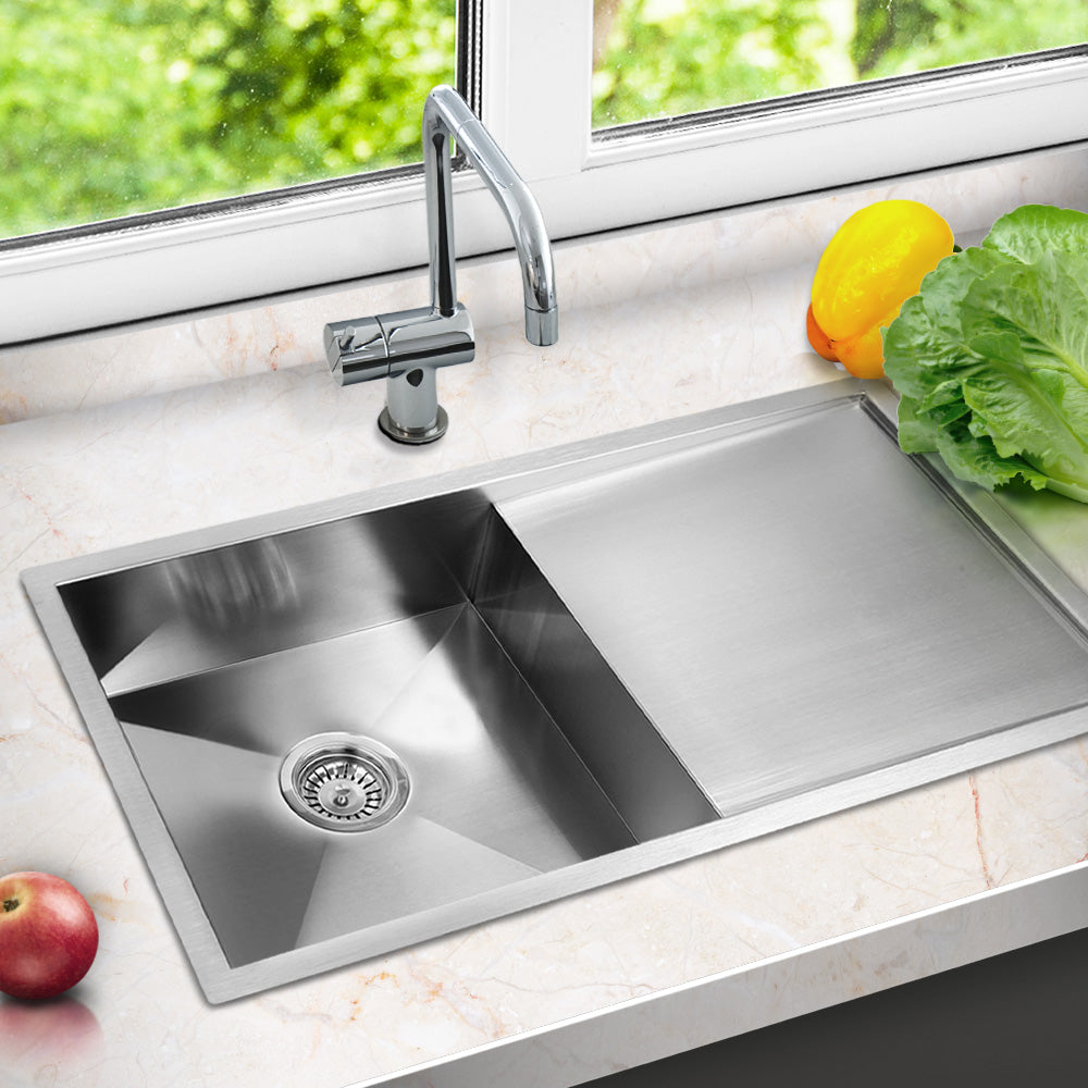 Stainless steel kitchen sink, silver single bowl 87x45cm