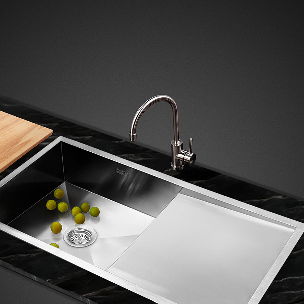 Stainless steel kitchen sink, silver single bowl 96x45cm