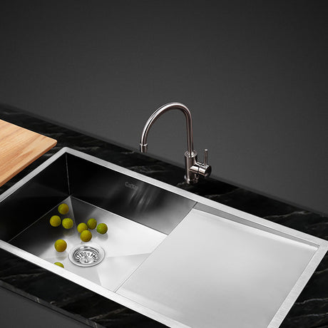 Stainless steel kitchen sink, silver single bowl 96x45cm