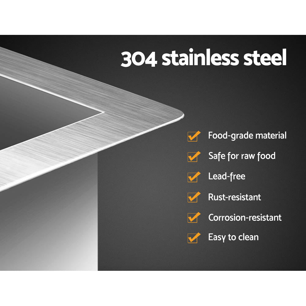 Stainless steel kitchen sink, silver single bowl 96x45cm