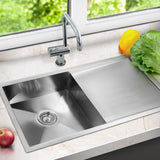 Stainless steel kitchen sink, silver single bowl 96x45cm