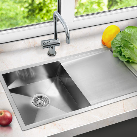 Stainless steel kitchen sink, silver single bowl 96x45cm