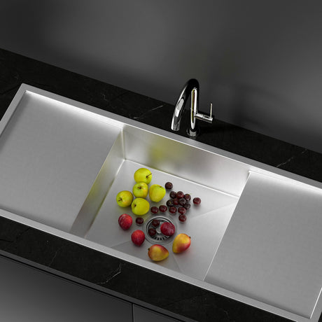 Kitchen sink, stainless steel silver single bowl 122x45cm