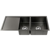 Stainless steel kitchen sink, black double bowl 100x45cm