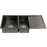 Stainless steel kitchen sink, black double bowl 100x45cm
